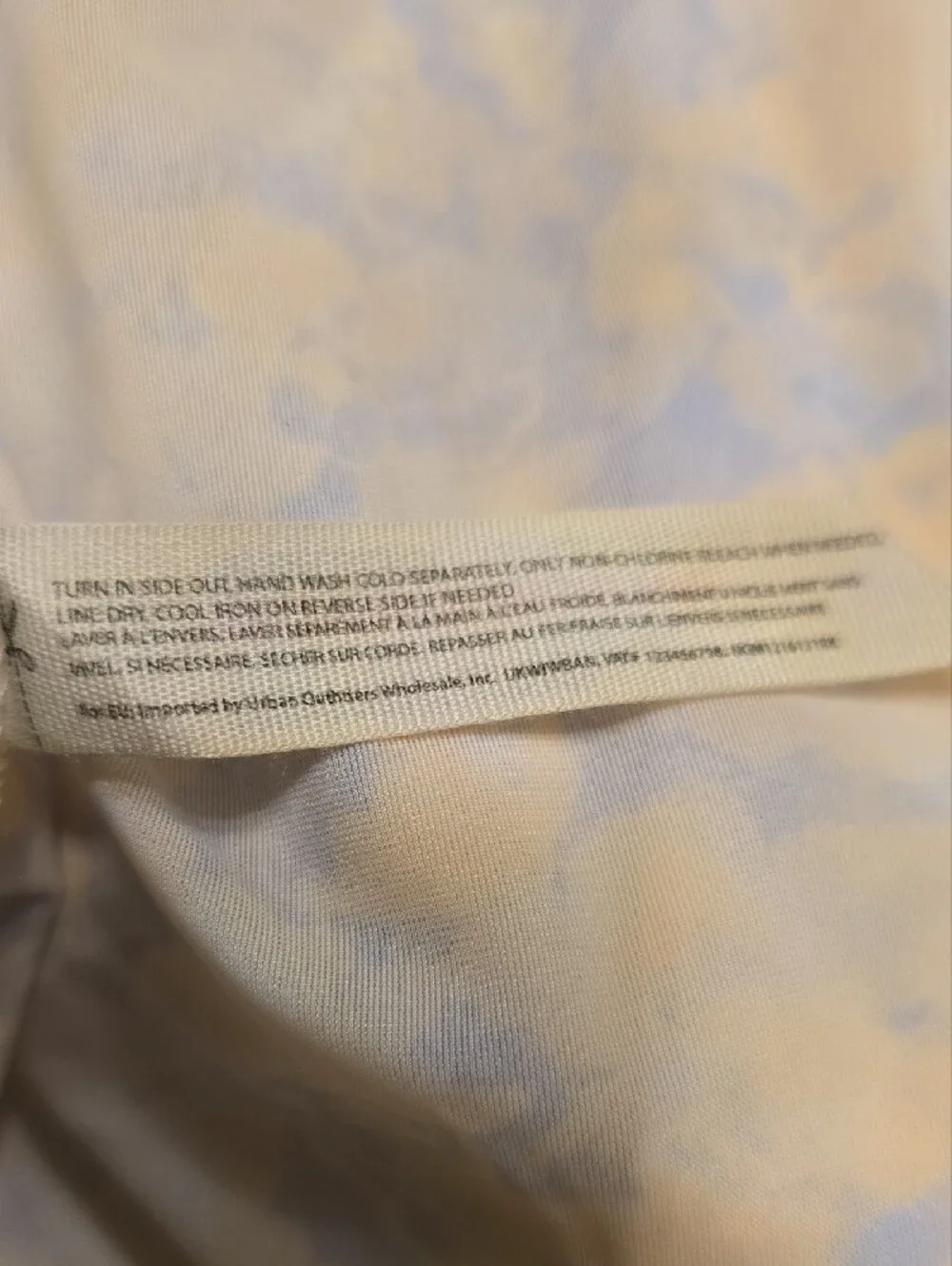 Free People Light Blue and Cream Cloud Print Long Sleeve Tee